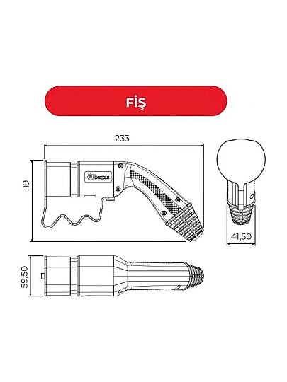 Bemis 5 Metre Elektrikli Araç Şarj Kablosu Seti Trifaze 22KW 32A Hızlı Şarj ve Taşınabilir Tasarım - 5