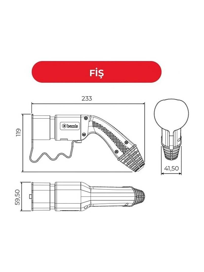 Bemis 5 Metre Elektrikli Araç Şarj Kablosu Seti Trifaze 22KW 32A Hızlı Şarj ve Taşınabilir Tasarım - 5