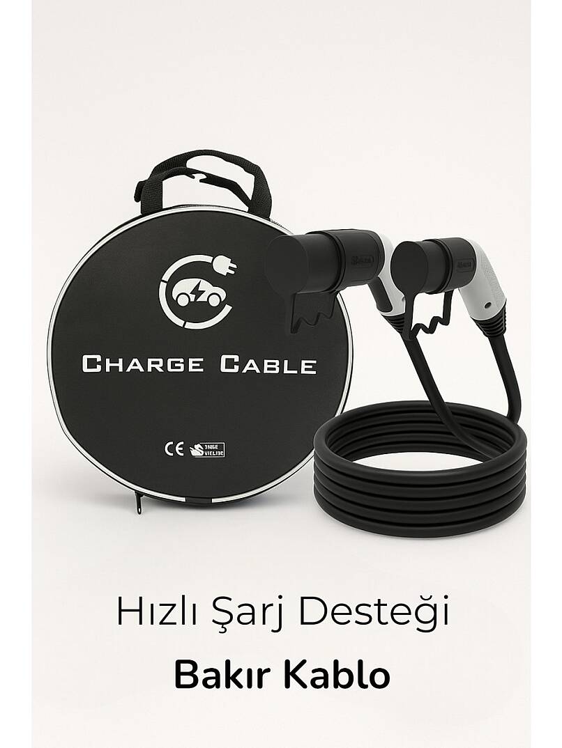 Bemis 5 Metre Elektrikli Araç Şarj Kablosu Seti Trifaze 22KW 32A Hızlı Şarj ve Taşınabilir Tasarım - 1